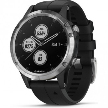 Часы GARMIN FENIX 5 Plus серебристый с черным ремешком Россия