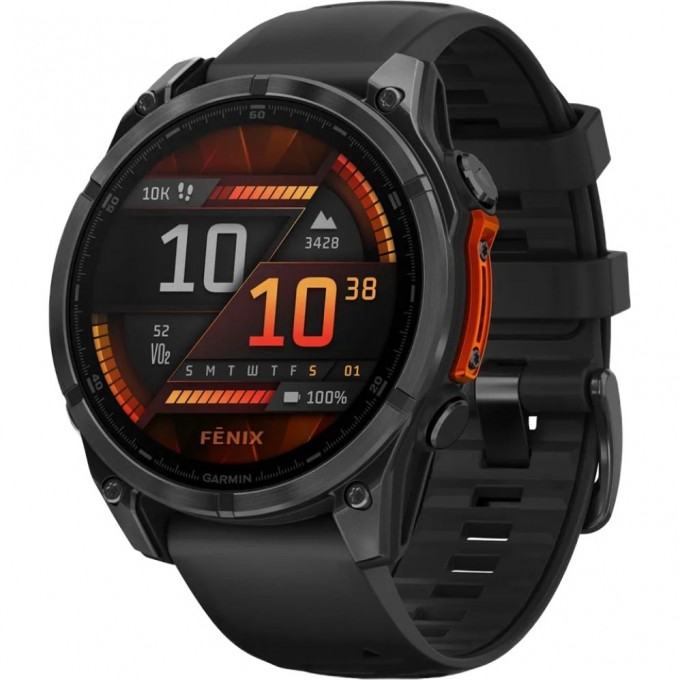 Смарт-часы GARMIN FENIX 8 – 47 мм, AMOLED, сланцево-серые с черным силиконовым ремешком 010-02904-00