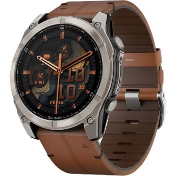 Смарт-часы GARMIN FENIX 8 AMOLED 51 мм SAPPHIRE TITANIUM WITH CHESTNUT LEATHER BAND