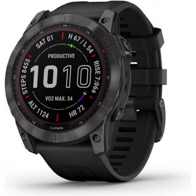 Часы GARMIN FENIX 7 Sapphire карбон серый с силиконовым ремешком 010-02541-11G